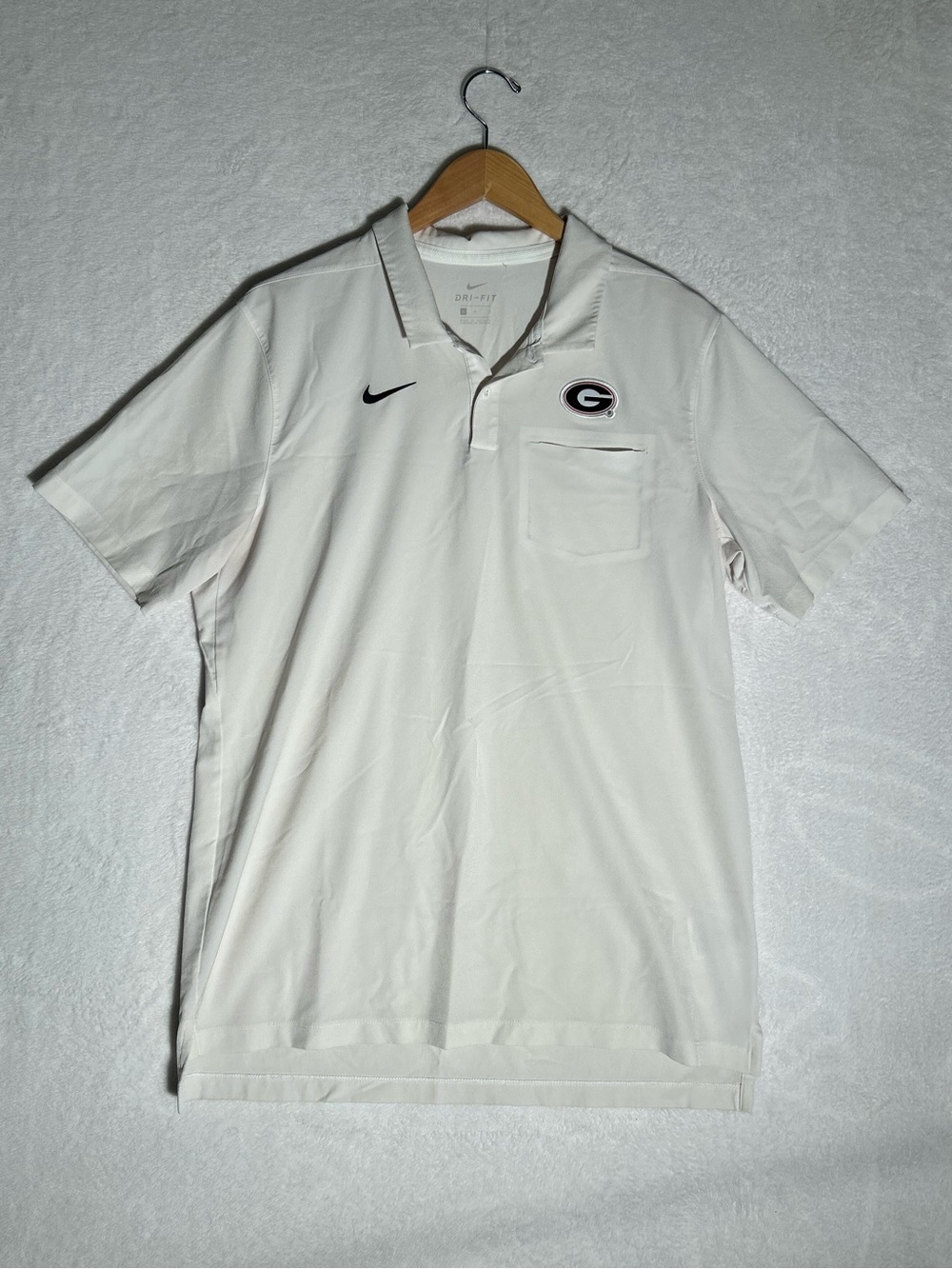 Nike Georgia Polo, Drifit On-Field white short sleeve Large, chest pocket